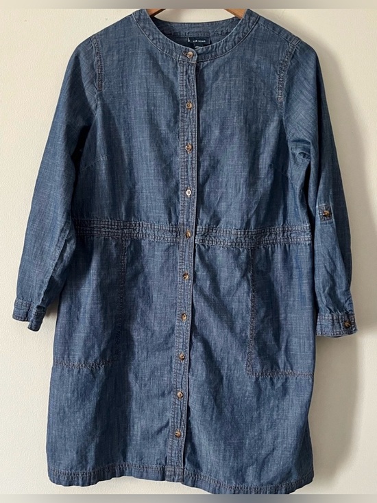 J. Jill Dresses & Skirts - J.Jill Denim Full Button Blue Denim Dress Size Medium Country Cowgirl Modest